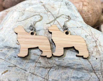 Newfoundland dog wood earrings - drop earrings - dog earrings - dog lover jewelry - dog gift - Newfoundland jewelry - newfie - pet