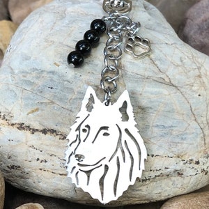 Belgian Tervuren dog keychain, stainless steel dog key chain, bag charm, pet jewellery, keepsake, belgian sheepdog jewelry, Christmas, gift