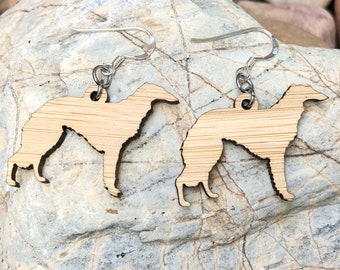 Borzoi dog earrings, lasercut drop earrings, dog lover jewelry, Christmas gift, borzoi dog jewellery, laser cut