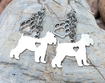 Schnauzer dog earrings, drop earrings, schnauzer jewelry, dangle earrings, gift, dog lover jewellery, pet, Christmas