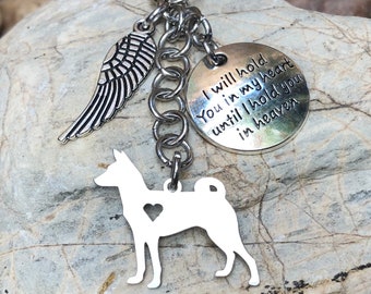 Basenji dog pet memorial keychain, pet keepsake, pet loss key chain, bag charm, dog key chain, basenji jewelry
