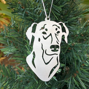 Doberman dog stainless steel christmas ornament, dobermann pinscher dog face tree ornament, xmas hanging decoration