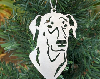 Doberman dog stainless steel christmas ornament, dobermann pinscher dog face tree ornament, xmas hanging decoration