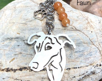 Greyhound gemstone key chain - dog bag charm - dog keychain - pet - greyhound jewelry - jewellery - dog mom - dog lover - pet keepsake