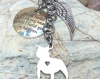 Staffordshire Terrier dog memorial keychain, pet keepsake, pet loss key chain, bag charm, dog keychain, animal, staffy jewelry