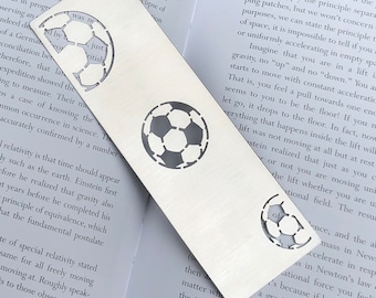 Football Soccer stainless steel bookmark, sport bookmark, football gift, lasercut stainless steel book mark, Christmas, three balls