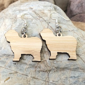 Old English Sheepdog drop earrings, lasercut dog earrings, sheepdog jewelry, animal themed jewellery, dangle earrings, Christmas, gift