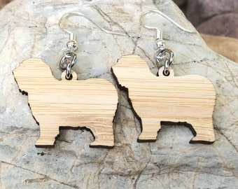 Old English Sheepdog drop earrings, lasercut dog earrings, sheepdog jewelry, animal themed jewellery, dangle earrings, Christmas, gift