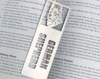 German Shepherd stainless steel bookmark, dog bookmark, German shepherd dog gift, lasercut stainless steel book mark, Christmas