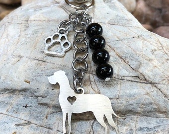 Great Dane dog keychain - pet keepsake - pet key chain - pet bag charm - great dane jewelry - dog lover - dog jewellery - dog keychain