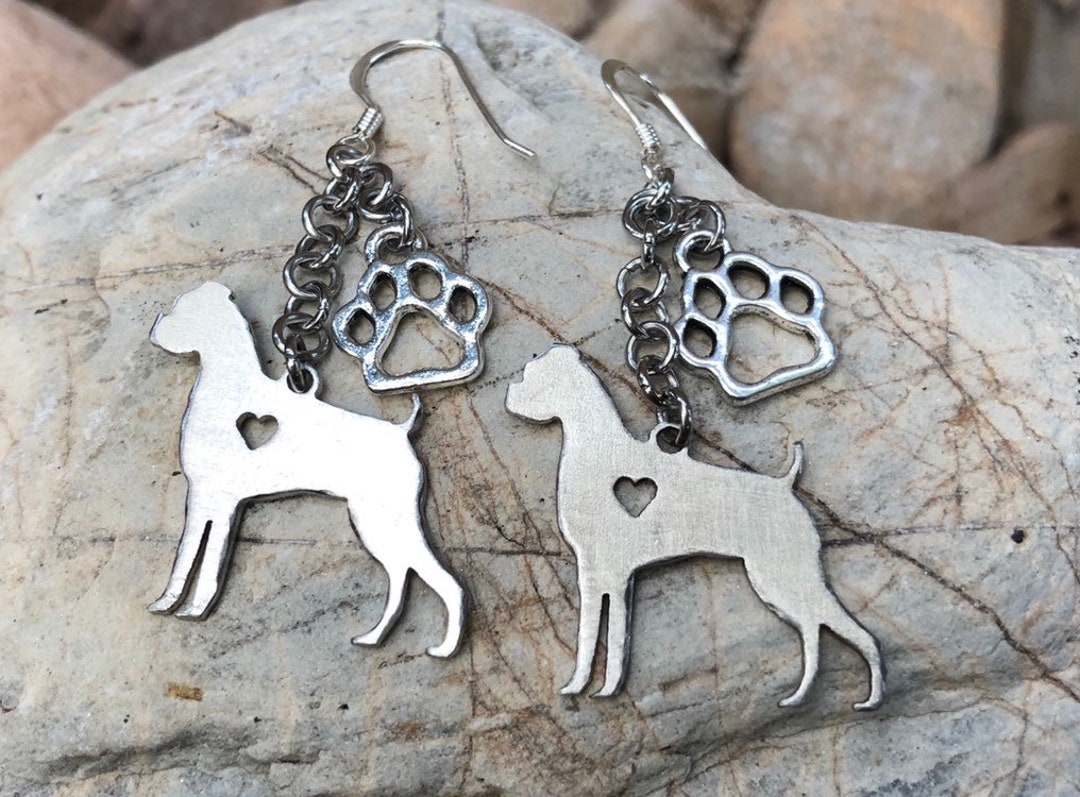 Boxer Dog Earrings Stainless Steel Dog Earring Dangle Etsy