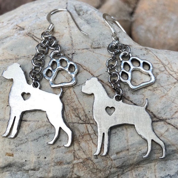 Boxer dog earrings, stainless steel dog earring, dangle earrings, boxer dog jewellery, jewelry, drop earrings, dog, Christmas, gift