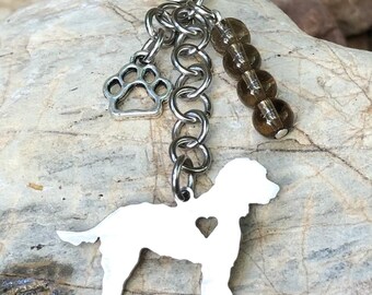 Cockapoo dog key chain, spoodle gemstone dog keychain, bag charm, pet keepsake, Cockapoo jewelry, animal jewellery, Christmas gift