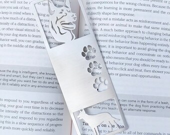 Kelpie stainless steel bookmark, dog bookmark, Australian Kelpie dog gift, lasercut stainless steel book mark, Christmas, 3 paws