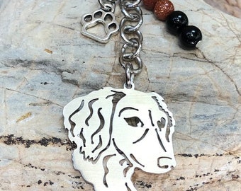 Dachshund long haired dog keychain, stainless steel dog key chain, bag charm, pet keepsake, dachshund jewelry, jewellery, Christmas, gift