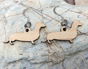 Dachshund dog earrings, drop earrings, dog earrings, dog lover jewelry, dog gift, dachshund dog jewellery, lasercut, Christmas