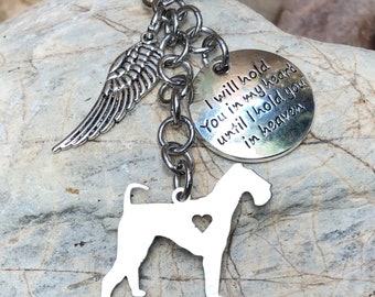 Airedale Terrier dog keychain, stainless steel pet memorial, keepsake, pet loss key chain, bag charm, rainbow bridge gift, airedale jewelry
