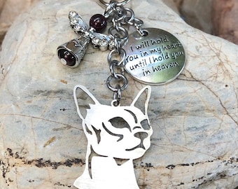 Siamese cat memorial keychain, pet loss, pet memorial, cat key chain, siamese jewelry, pet keepsake, cat lover, cat bag charm