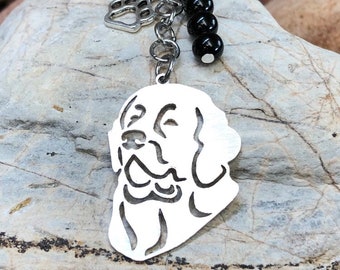 Newfoundland dog keychain - pet keepsake - pet key chain - pet bag charm - newfoundland jewelry - dog lover - dog jewellery - face