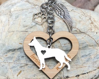 Koolie dog pet memorial keychain - pet keepsake - pet loss key chain - dog bag charm - rainbow bridge - german coolie jewelry - jewellery