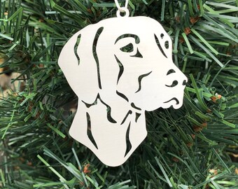 Weimaraner dog stainless steel christmas ornament, weimaraner dog face tree ornament, xmas hanging decoration