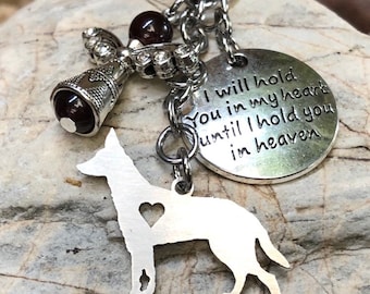 Koolie dog pet memorial keychain - pet keepsake - pet loss key chain - dog bag charm - rainbow bridge - german coolie jewelry - jewellery