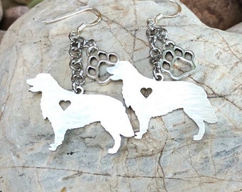 Golden Retriever drop earrings, stainless steel dangle earrings, golden retriever jewellery, jewelry, Christmas, gift