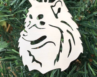 Finnish Lapphund dog stainless steel christmas ornament, lappie dog face tree ornament, xmas hanging decoration