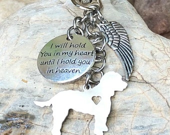 Cockapoo dog pet memorial keychain, spoodle pet loss keepsake key chain, bag charm, cockapoo jewelry, rainbow bridge, stainless steel