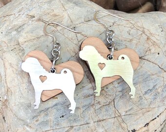 Shar Pei dog earrings, stainless steel drop earrings, pet jewellery, shar pei jewelry, dog lover gift, Christmas gift
