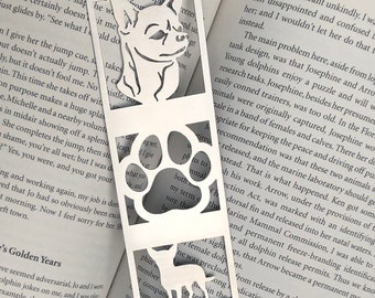 Chihuahua stainless steel bookmark, dog bookmark, chihuahua dog gift, lasercut stainless steel book mark, Christmas
