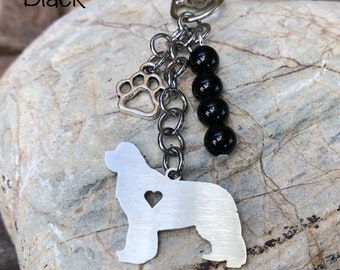 Newfoundland dog keychain - pet keepsake - pet key chain - pet bag charm - newfoundland jewelry - dog lover - dog jewellery