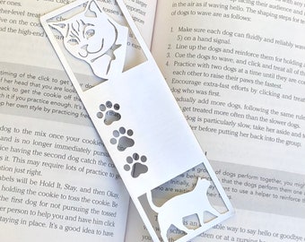 British Shorthair cat stainless steel bookmark, cat bookmark, British short shepherd cat gift, lasercut stainless steel book mark, Christmas