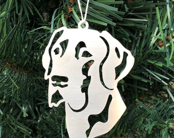Great Dane dog stainless steel christmas ornament, great dane dog face tree ornament, xmas hanging decoration