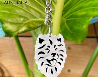 Malamute dog keychain, acrylic dog keyring, bag charm, pet jewellery, keepsake, alaskan malamute jewelry, Christmas, gift, lasercut