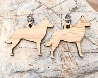 Belgian Malinois dog earrings, stainless steel drop earrings, lasercut dog earrings, malinois dog lover jewelry, dog jewelry, Christmas gift
