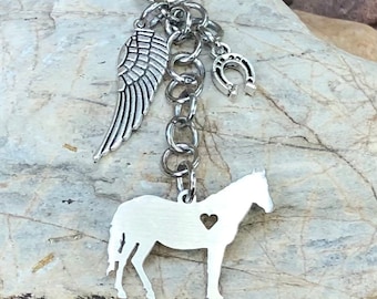 Horse pet memorial keychain, horse pet loss keepsake key chain, bag charm, horse jewelry, rainbow bridge, stainless steel