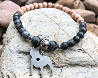 Staffordshire Terrier dog mala gemstone bracelet, staffy beaded bracelet, gemstone bracelet, dog jewelry, jewellery, pet, dog mom, Christmas
