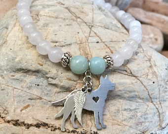 Kelpie dog pet memorial gemstone bracelet - dog bracelet - australian kelpie jewelry - jewellery - beaded bracelet - pet
