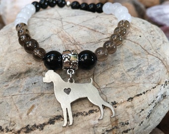 Boxer dog gemstone bracelet- pet bracelet - dog jewellery - boxer dog jewelry - jewelry - dog lover gift - stretch