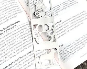 Heeler stainless steel bookmark, dog bookmark, cattle dog dog gift, lasercut stainless steel book mark, Christmas, large paw