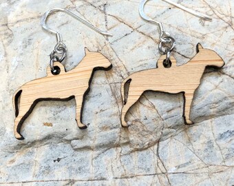 Bull Terrier dog earrings, drop earrings, dog earrings, dog lover jewelry, dog gift, bull terrier jewellery, laser cut, Christmas