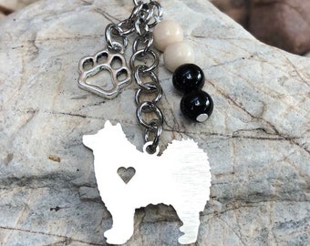 Finnish Lapphund dog keychain, stainless steel dog key chain, pet bag charm, finnish lapphund jewelry, dog lover jewellery, gift, Christmas
