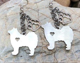 Finnish Lapphund dog earrings, stainless steel drop earrings, dangle earrings, dog jewelry, lappie jewellery, animal, pet, Christmas gift