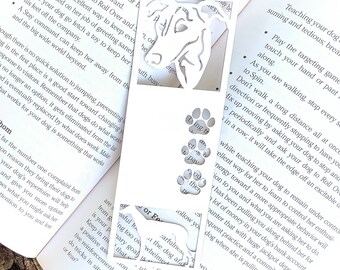 Greyhound stainless steel bookmark, dog bookmark, greyhound dog gift, lasercut stainless steel book mark, Christmas