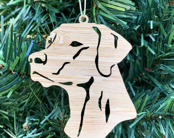Rhodesian Ridgeback dog bamboo wood christmas ornament, rhodesian ridgeback dog face tree ornament, xmas hanging decoration