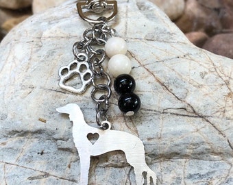 Saluki dog keychain - pet keepsake - pet key chain - pet bag charm - saluki jewelry - dog lover - dog jewellery - pet keychain