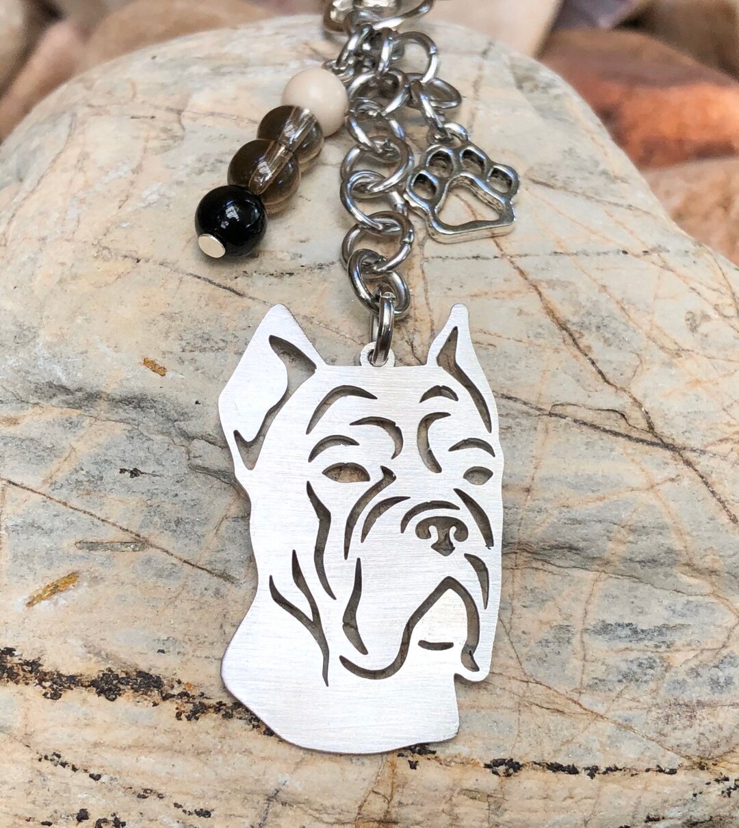 Cane Corso Dog Keychain, Stainless Steel Dog Pet Keepsake, Key Chain