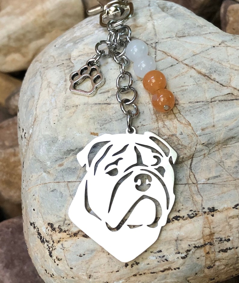 English Bulldog Dog Keychain Pet Key Chain Stainless Steel Etsy