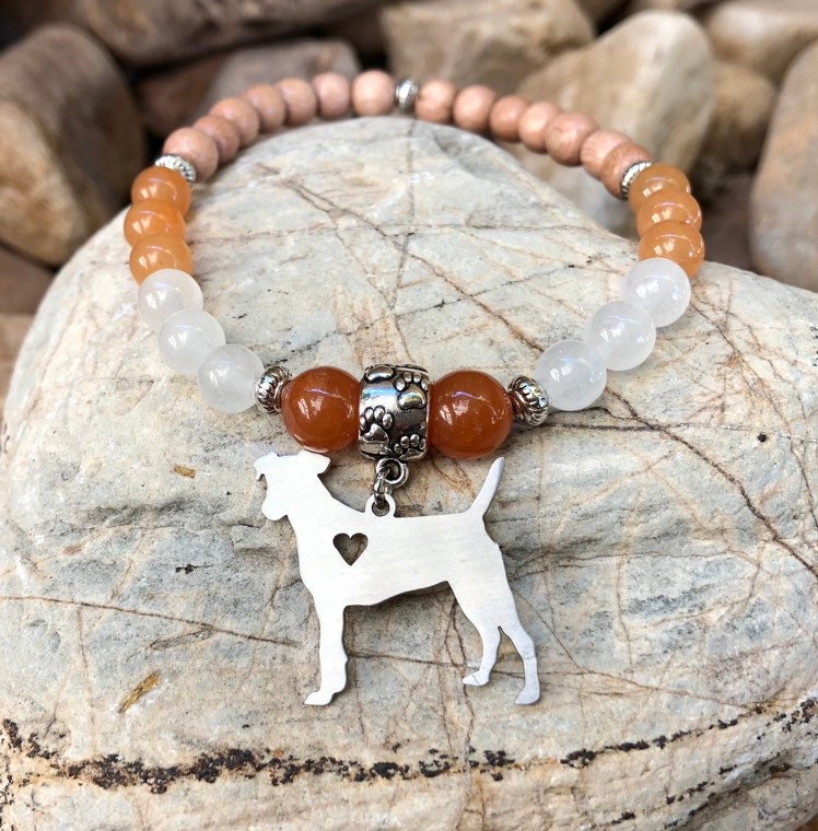 Jack Russell dog bracelet dog Mala style gemstone bracelet jack russell jewelry pet jewellery bead bracelet rosewood gift Christmas